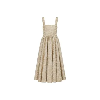 DIOR Mid-Length Belted Dress Slip Dresses Women's Gold