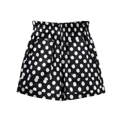 Cypress House Casual Shorts Women's Black Background With nera Polka Dots