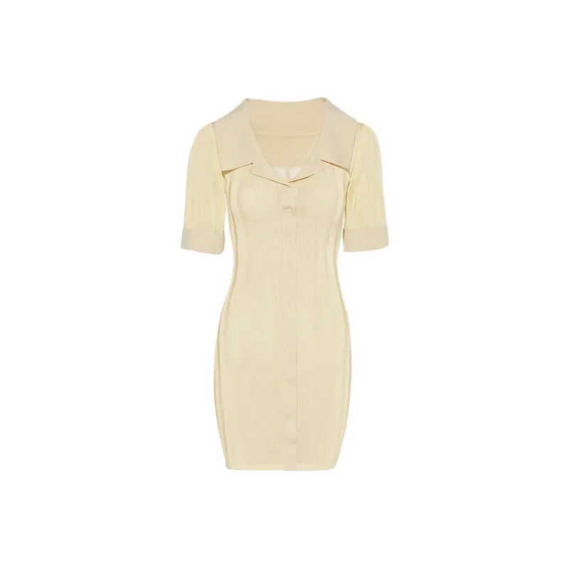Jacquemus Knitted Mini Shirt Dress-0