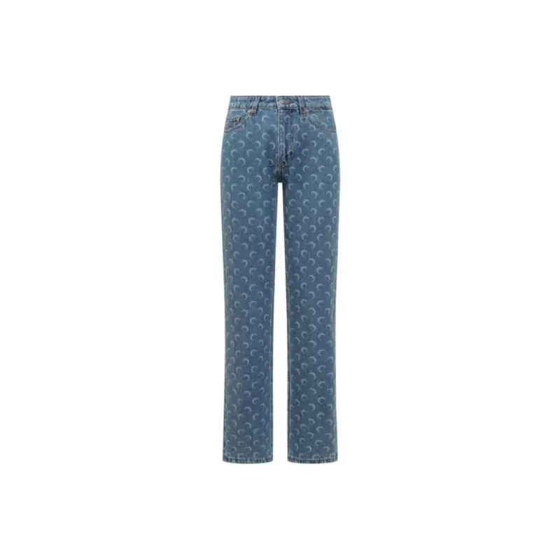 Marine Serre Moon Jacquard Loose-Fit Jeans-0