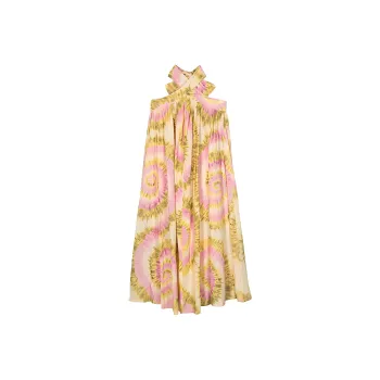 ALEMAIS Flash Tie Neck Midi Dress