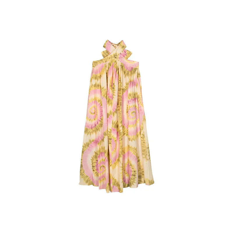 ALEMAIS Flash Tie Neck Midi Dress-0