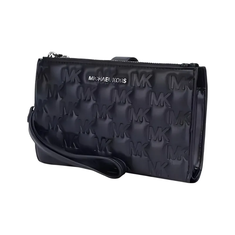 MICHAEL KORS Cow Leather Wrist Bags Clutches Wallets Women's Black-1