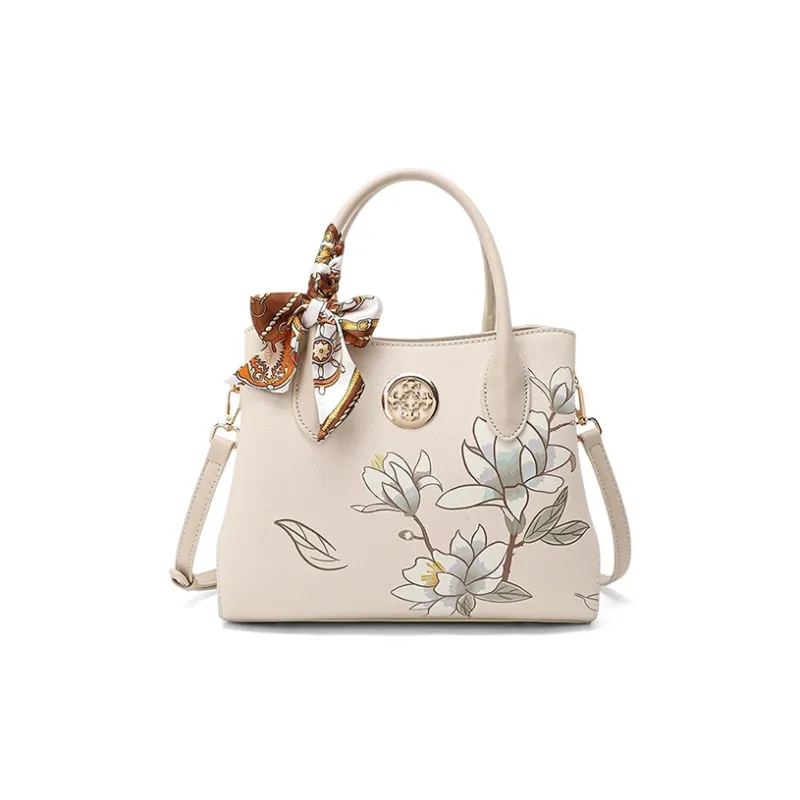CLEVER& KETCH PU Handbag Women's Gray/Ecru-5