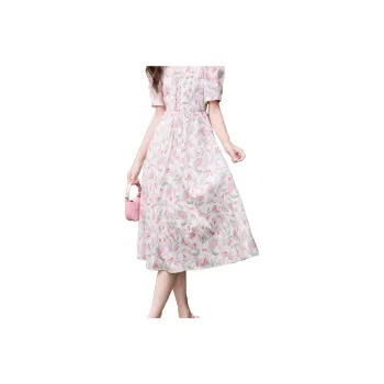 XIANGYING Short Sleeved Dresses Women's Pink