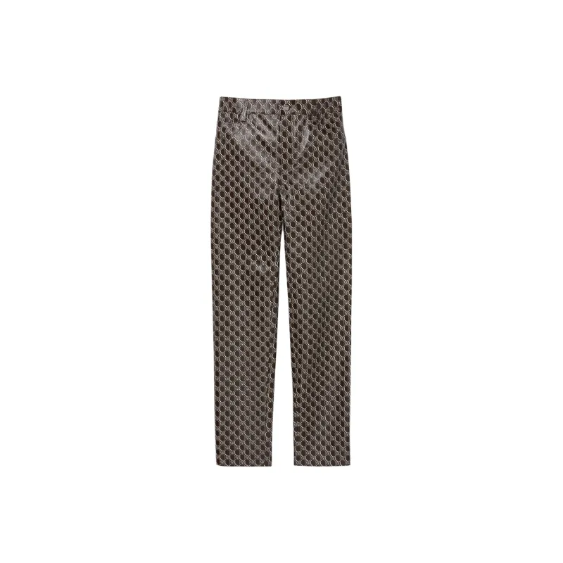 GUCCI Leather Pants Men's Brown-0