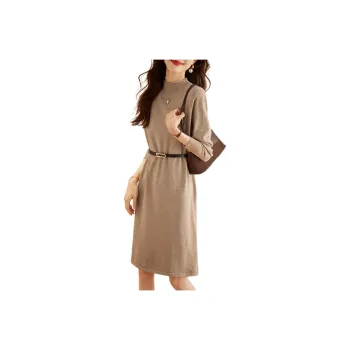 Mo Han Yi Mei Long Sleeved Dresses Women's Khaki