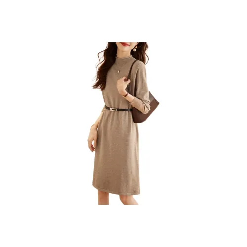 Mo Han Yi Mei Long Sleeved Dresses Women's Khaki