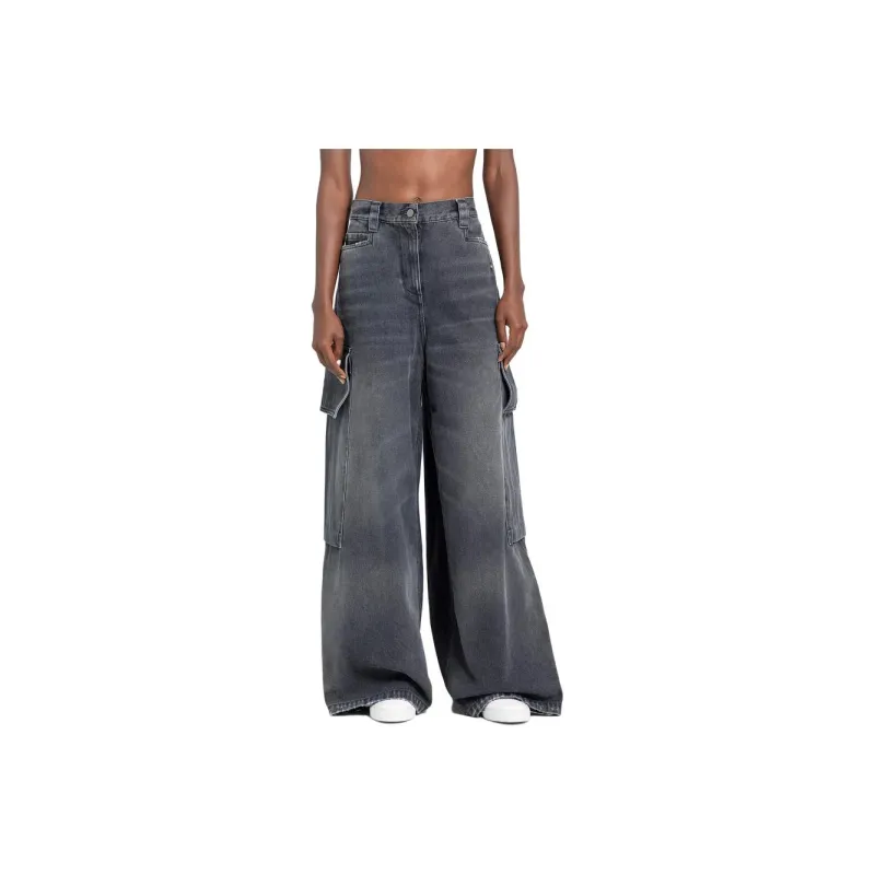 PALM ANGELS Wide Denim Parachute Jeans-0