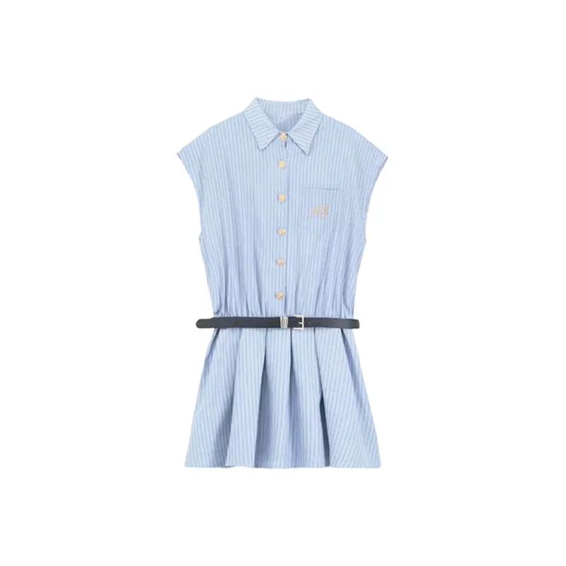 PAZZO Short Sleeved Dress Women's Blue White-0