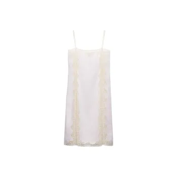 PRADA Lace trimmed Linen Midi Dress