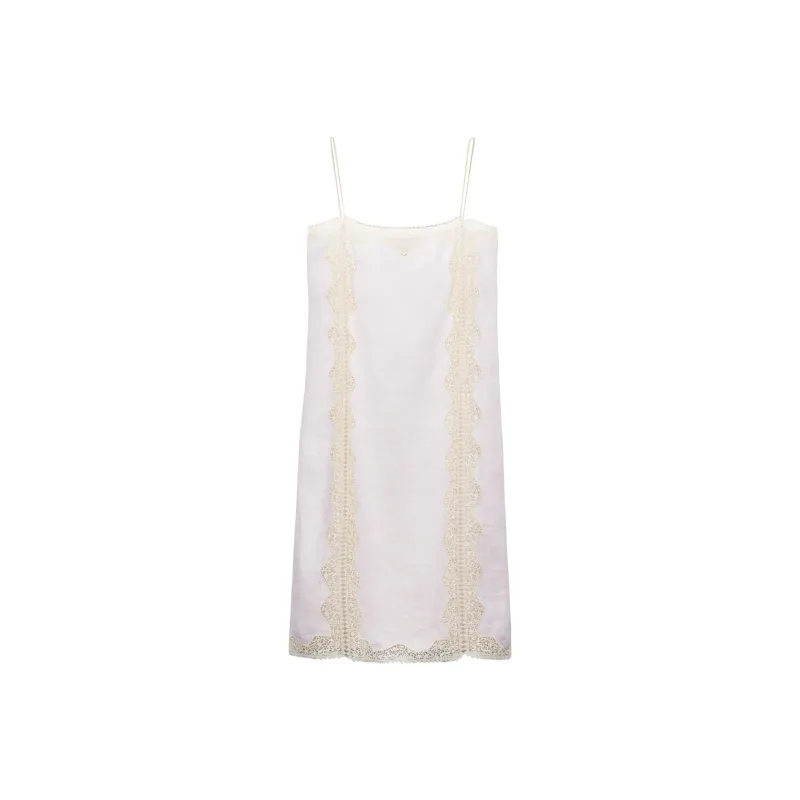 PRADA Lace trimmed Linen Midi Dress-0