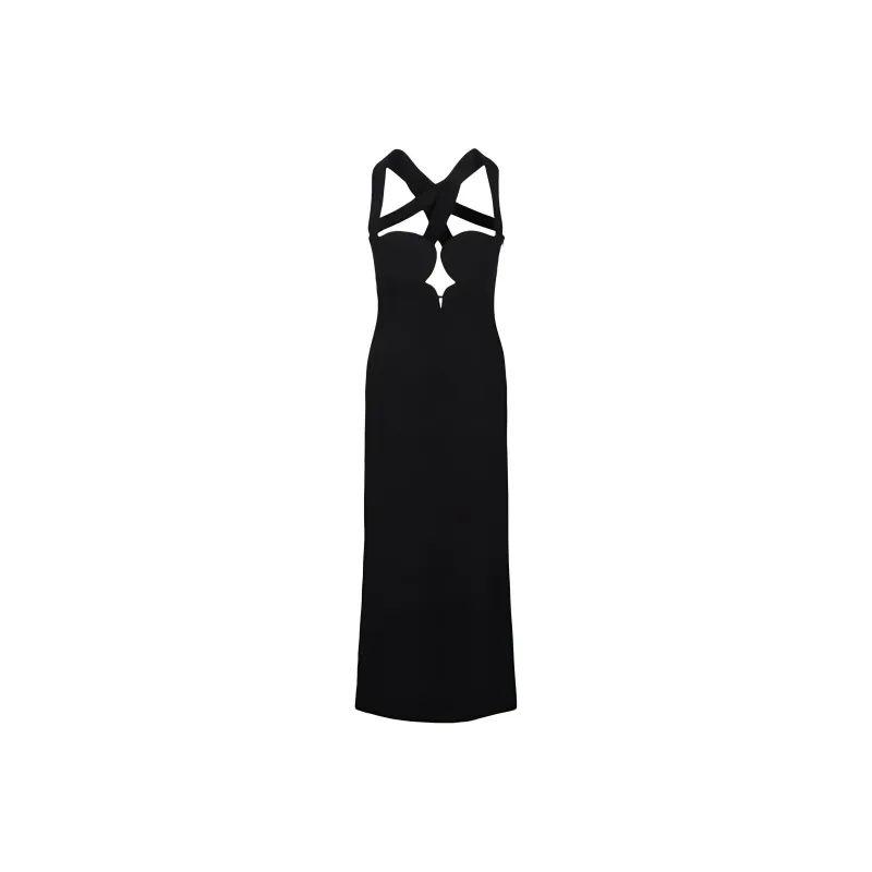 VERSACE Crossed Sleeveless Cocktail Dress 'Black'-0