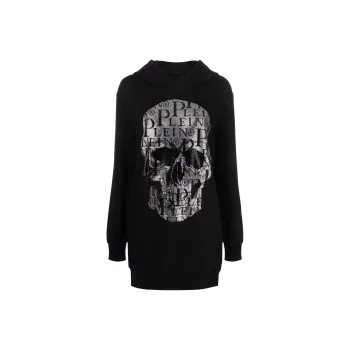 PHILIPP PLEIN Rhinestone Skull Hooded Dress