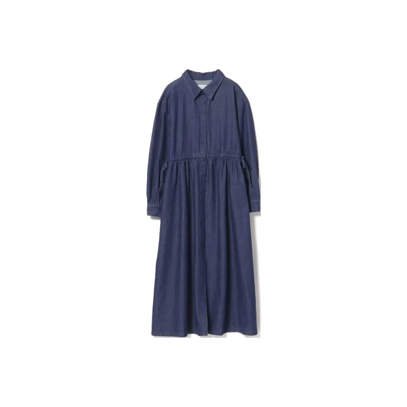 Beams Long Sleeved Dress Women's Indigo-0
