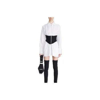 DION LEE Zipped Corset-waistline Shirt Dress