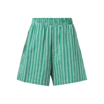Self Who Casual Shorts Women's Green Stripes