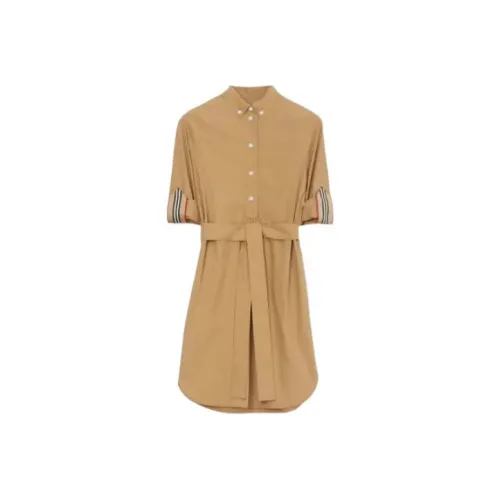 Burberry Short Sleeved Dresses Women's Camel