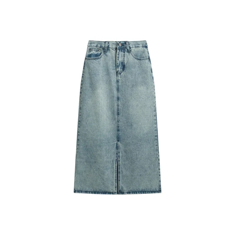 BDGU Denim Long Skirt Women's Blue-0