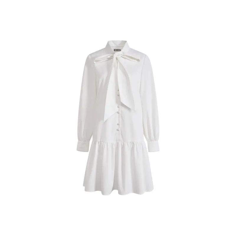 KUOSE Long Sleeved Dress Women's White-0