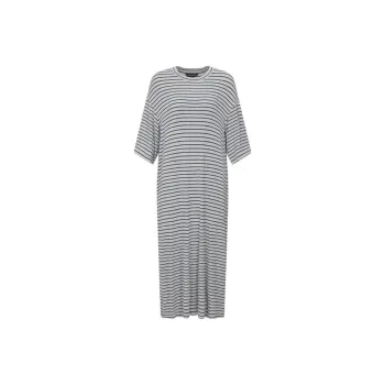 URBAN REVIVO Short Sleeved Dress Women's Medium Gray Blue Stripes