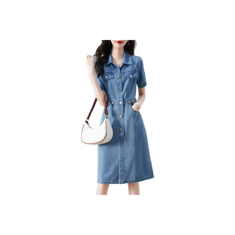 XWI SS24 Short Sleeved Dress Women's Denim Blue-0