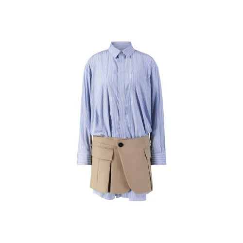 Sacai Striped Skirt-overlay Shirtdress