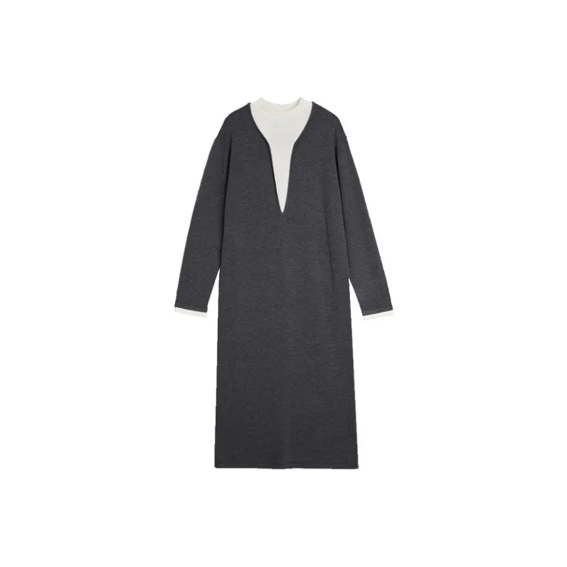 ELLE Long Sleeved Dresses Women's Light Gray-0