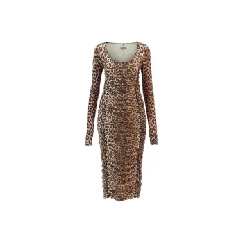 GANNI Leopard Printed Midi Dress