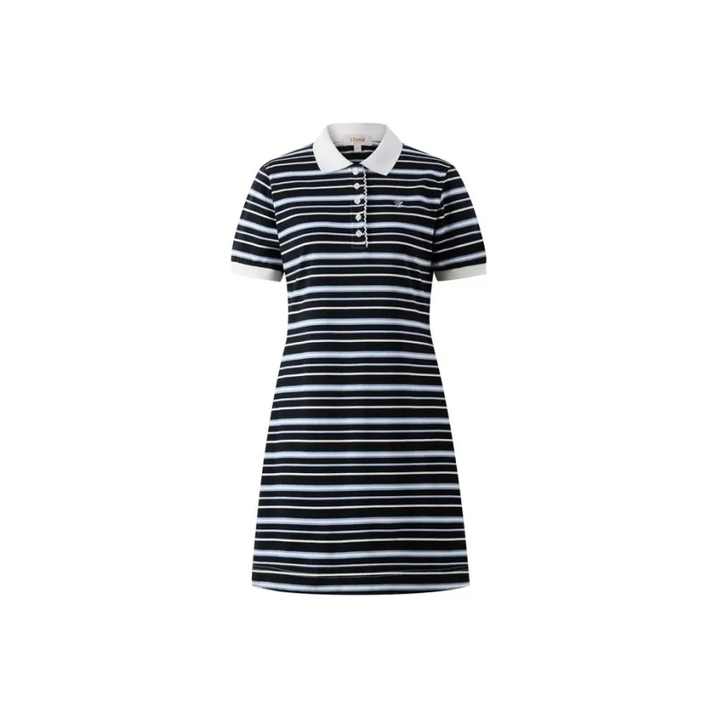 E.land Short Sleeved Dress Women's Color Block 99MIX-0