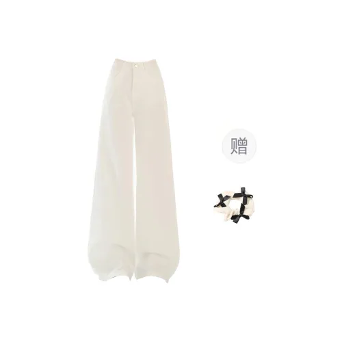 CPAURA Jeans Women's White+Bowknot Hair Tie Comes With