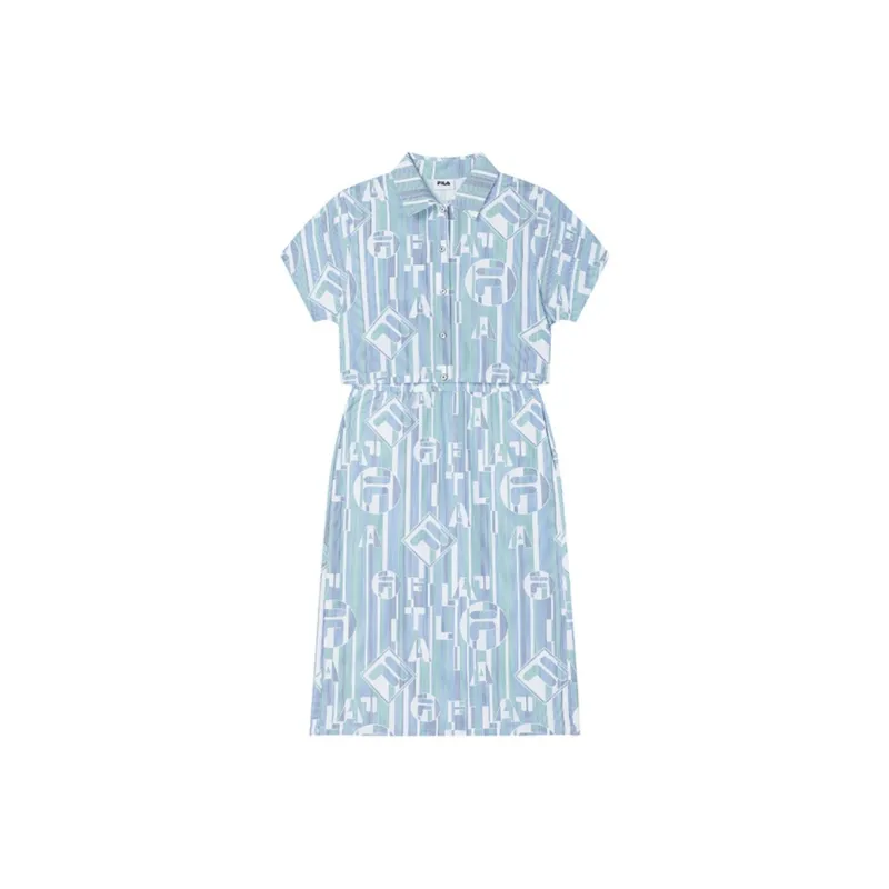 FILA EMERALD Short Sleeved Dress Women's All Over Print-0