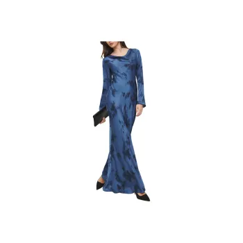REFORMATION Ciana Satin Dress Long Sleeved Dresses Women's Blue