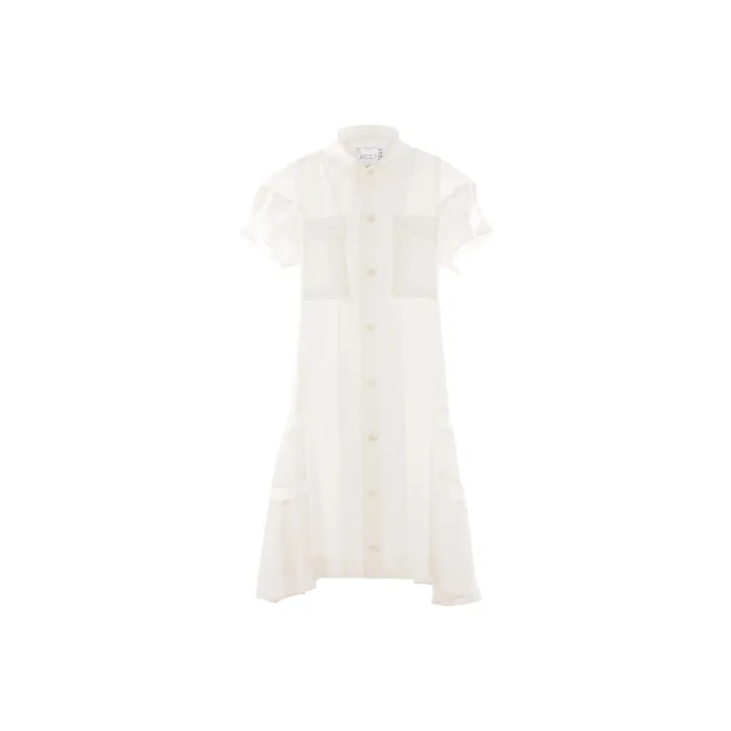 Sacai Short Sleeved Flared Mini Dress-0