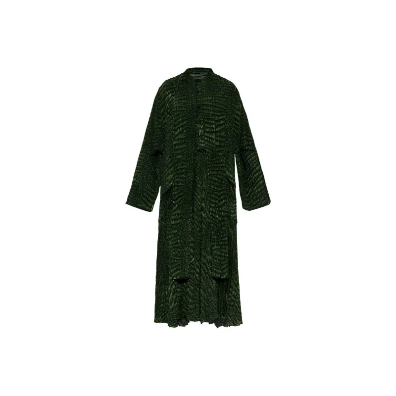 Balenciaga Robe Pleated Double Sleeved Dress-0