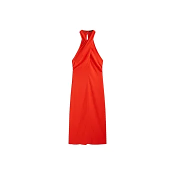 Massimo Dutti Sleeveless Dress Women's Coral Red
