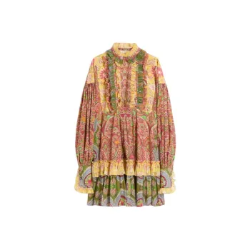 Valentino All Over Patterned Ruffled Dress