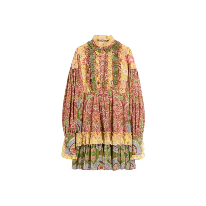 Valentino All Over Patterned Ruffled Dress-0