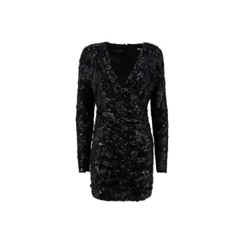 Rotate Sequined V-Neck Mini Dress