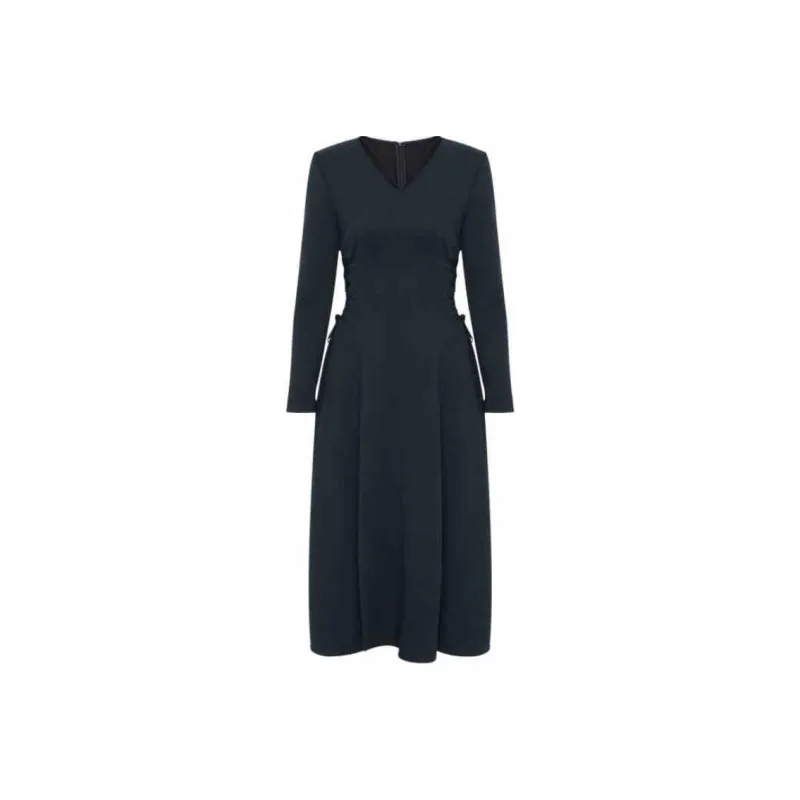 IDPAN Long Sleeved Dress Women's Navy Blue-0