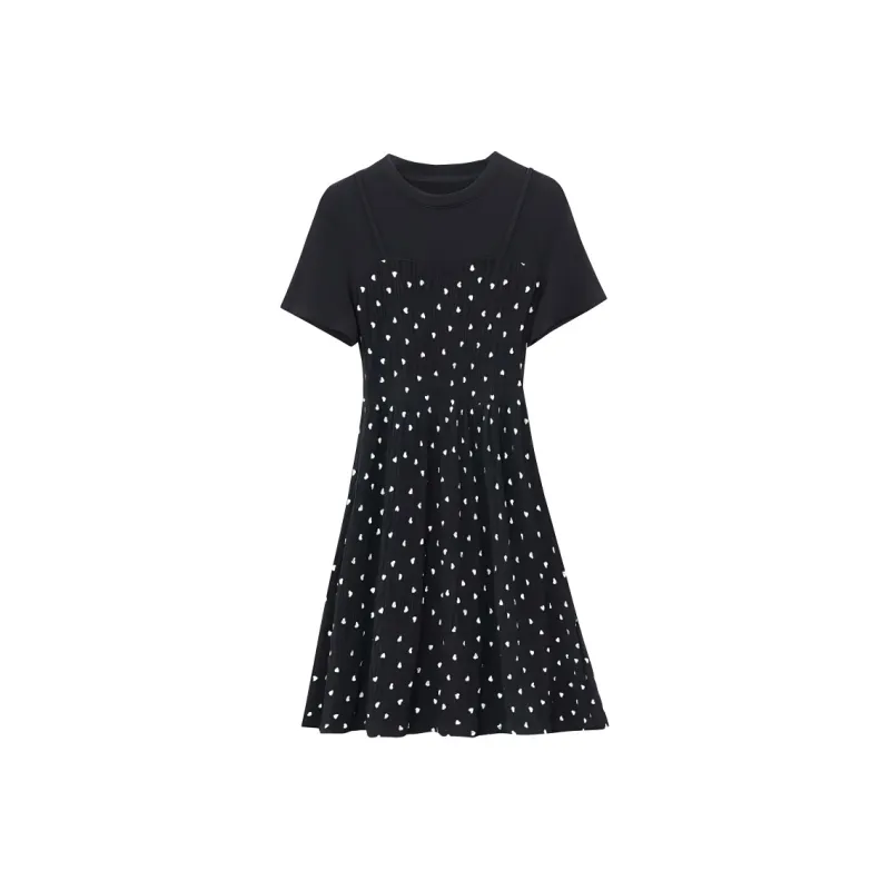 AHDO Short Sleeved Dress Women's Black-0