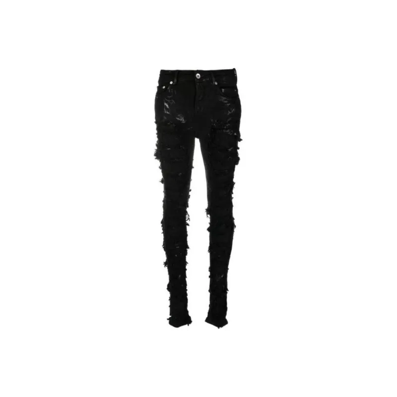 Rick Owens DRKSHDW Detroit High rise Ripped Skinny Jeans-0
