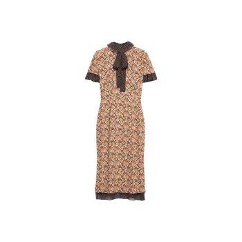 PRADA Short Sleeved Dress Women's Apricot Yellow