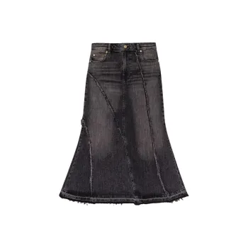 GANNI FW24 Denim Long Skirts Women's Black/Black