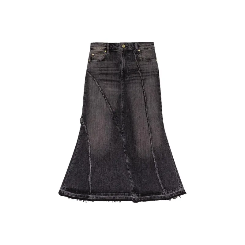 GANNI FW24 Denim Long Skirts Women's Black/Black-0