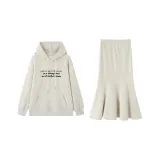 Heather Gray Sweatshirt+Heather Gray Skirt Clothing Set