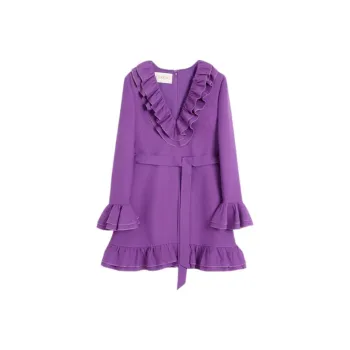 Valentino Ruffled V Neck Mini Dress