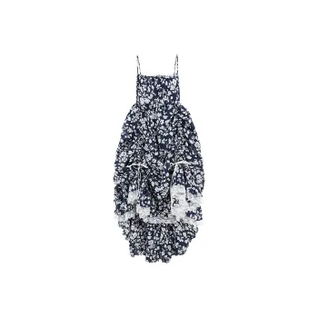 Selkie Collection Slip Dress Women's Navy Blue With White Rose Print