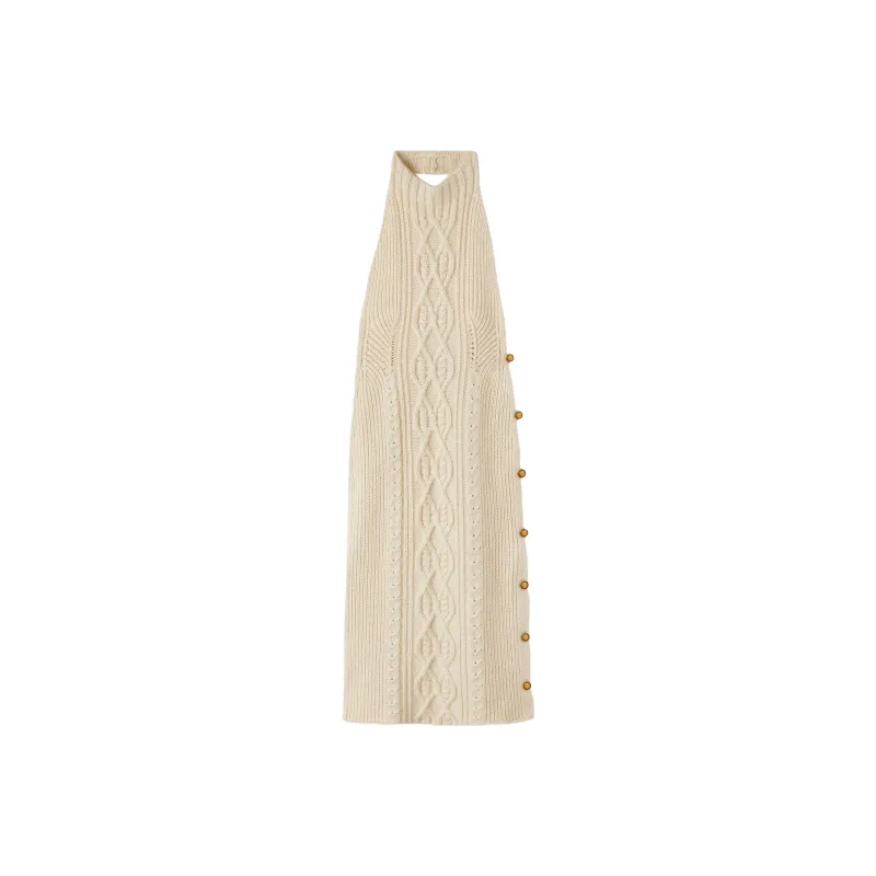 PALM ANGELS Open-back Knitted Midi Dress-0
