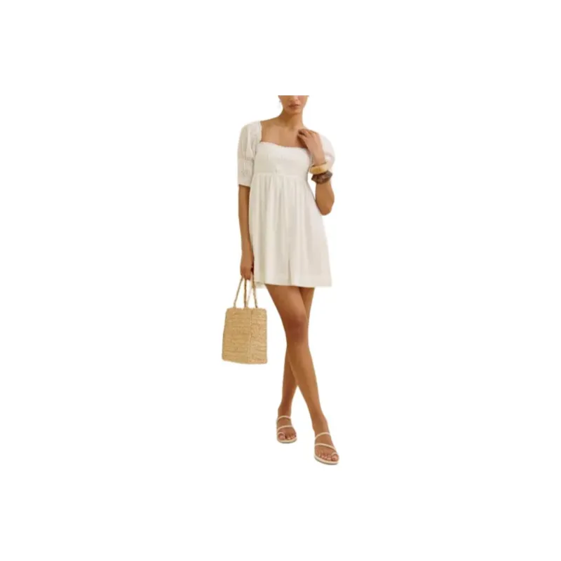 REFORMATION Short Sleeved Dress Women's Ivory-0